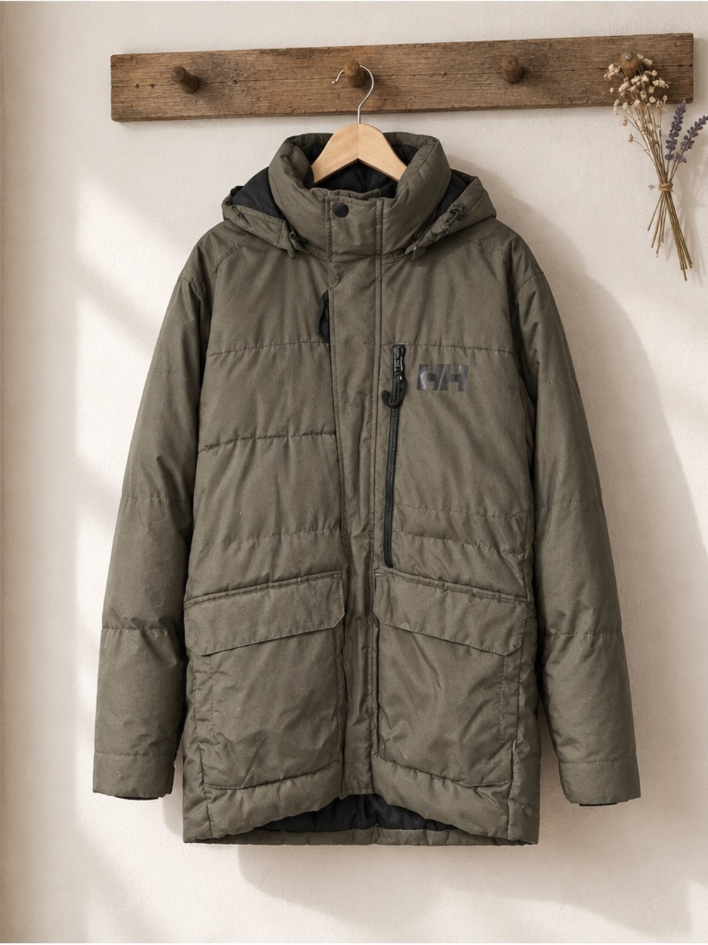 Helly Hansen Olive Hooded Puffer Jacket